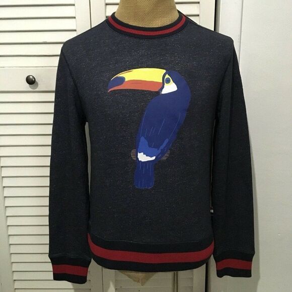 NWT Daniel Cremieux Terry Toucan Sweatshirt Navy Blue Graphic $165 Size Small - Picture 1 of 3